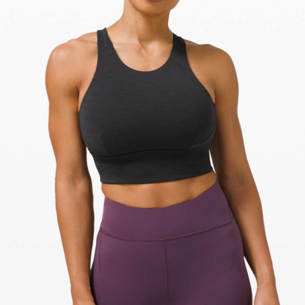 Lululemon Wunder Train Long-Line Bra Heathered Black Size 4